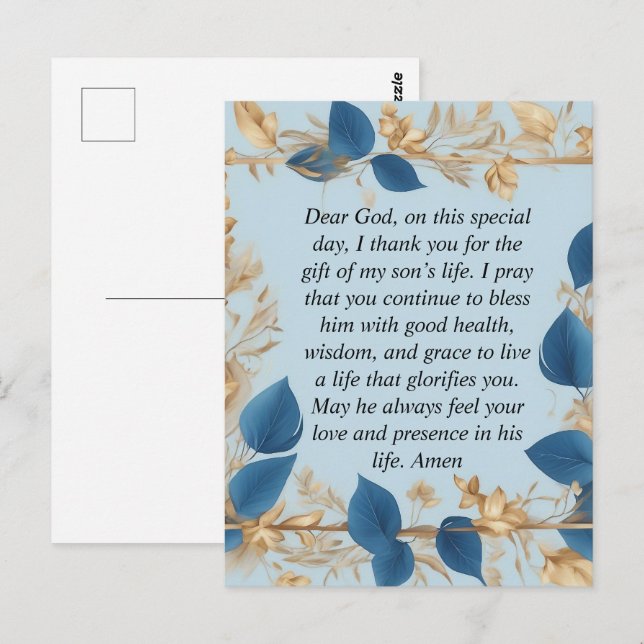 Carte Postale La prière d'une mère pour son fils (Devant / Derrière)