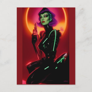Carte Postale La princesse Cybrella au bal Cyberpunk