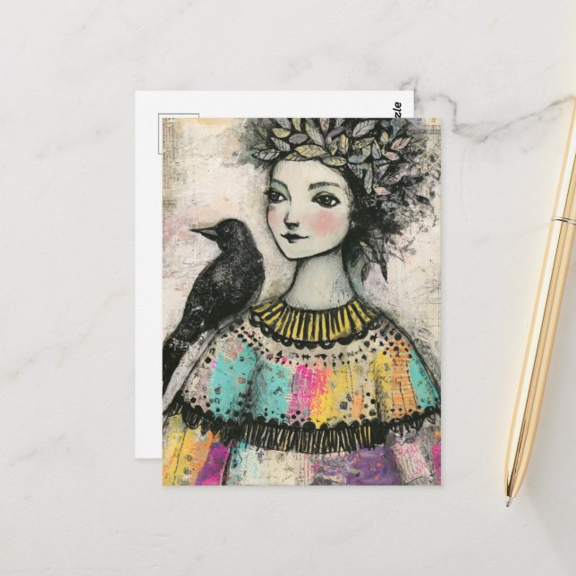 Carte Postale La Princesse et le Corbeau (Devant/Arrière en situation)