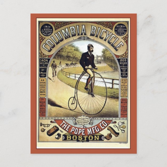 Carte Postale La publicité américaine de bicyclette d'antiquité (Devant)