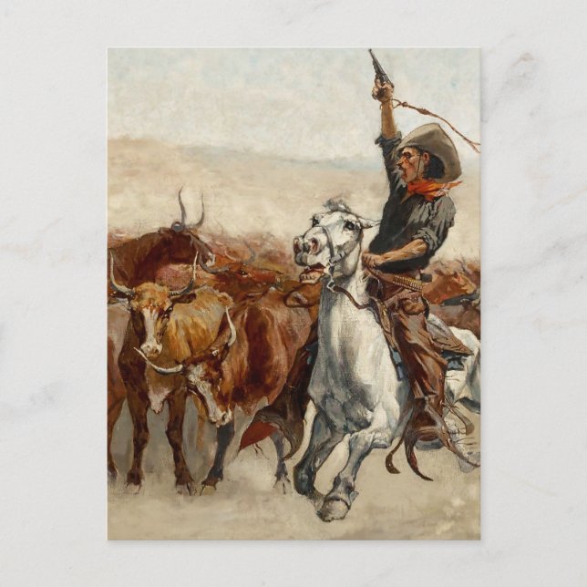 Carte Postale La Récolte d'Art Occidental par Frederic Remington (Devant)