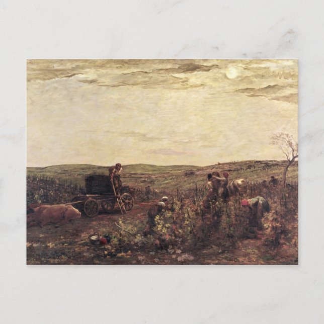 Carte Postale La récolte de vin en Bourgogne, 1863 (Devant)