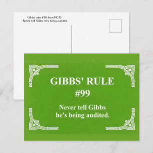 Carte Postale La règle 99 de Gibbs