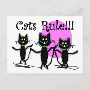 Carte Postale La règle des chats ! ! ! Design de chat noir...ad