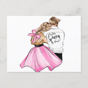 Carte Postale La Reine de mon cœur couple de la Saint-Valentin a