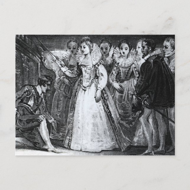 Carte Postale La reine Elizabeth I tuer Francis Drake (Devant)
