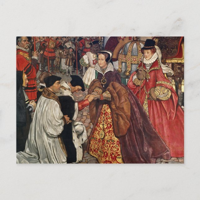 Carte Postale La reine Mary et la princesse Elizabeth entrent (Devant)