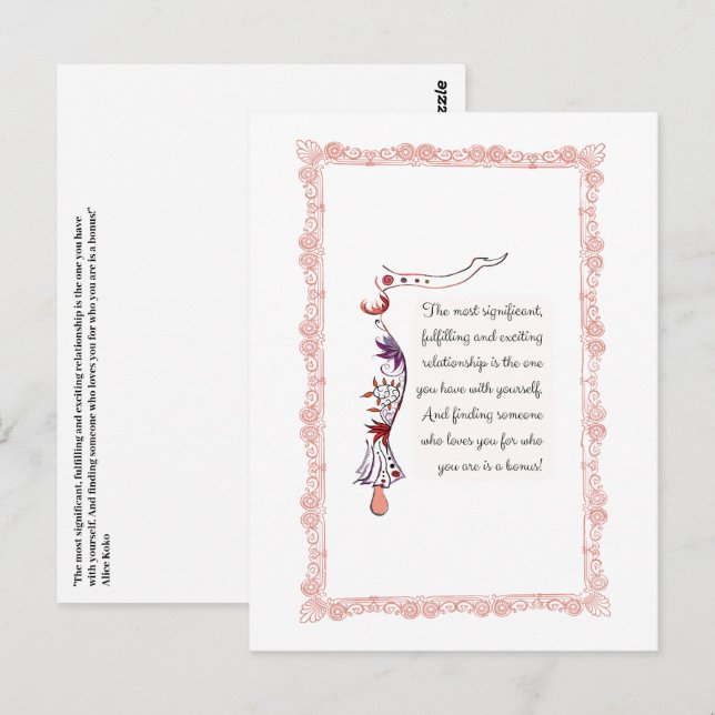 Carte Postale La relation la plus importante, la citation élégan (Devant / Derrière)