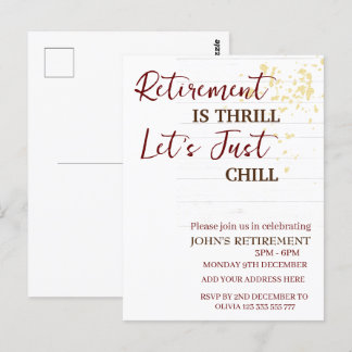 Carte Postale La retraite sur mesure est excitant, Chill Drôle