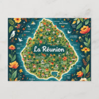 Carte postale La Réunion – Carte illustrée de l’îl