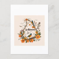 Carte postale La Réunion – Couronne florale vintag