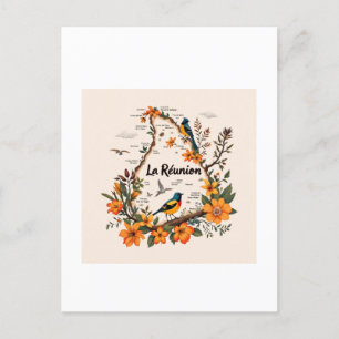Carte postale La Réunion – Couronne florale vintag