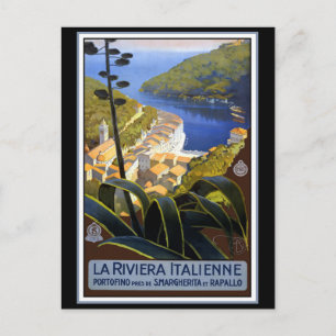 Carte Postale "La Riviera Italienne" Affiche de voyage vintage