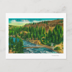 Carte Postale La rivière Spokane et le pont du pied de suspensio