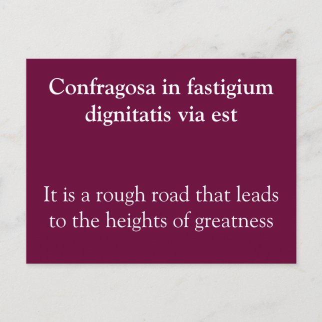 Carte Postale La route dure mène à la grandeur - Citation seneca (Devant)