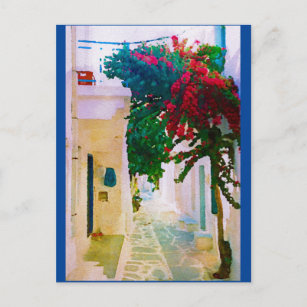 Carte Postale La rue Village de l'île grecque
