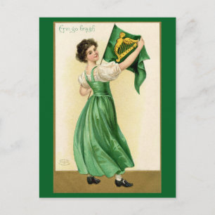Carte Postale La Saint-Patrick Erin Go Bragh Dame Vintage