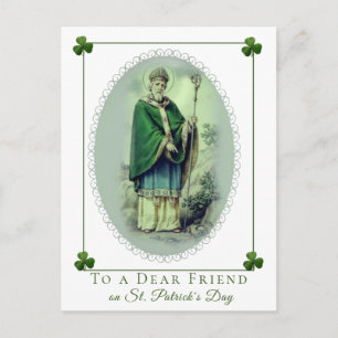 Carte Postale La Saint-Patrick shamrock vintage cœur rouge