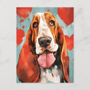 Carte Postale la Saint-Valentin Basset Hound