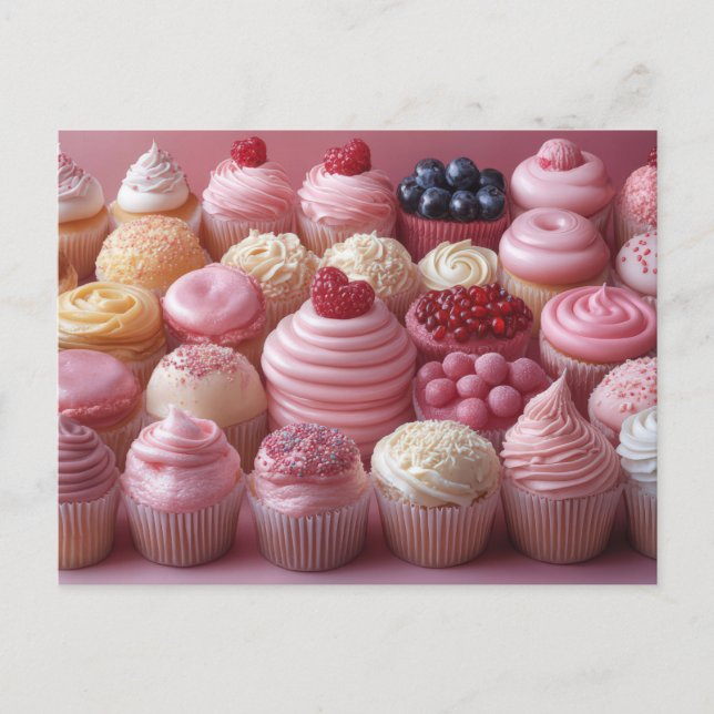 Carte Postale La Saint-Valentin des cupcakes rose (Devant)