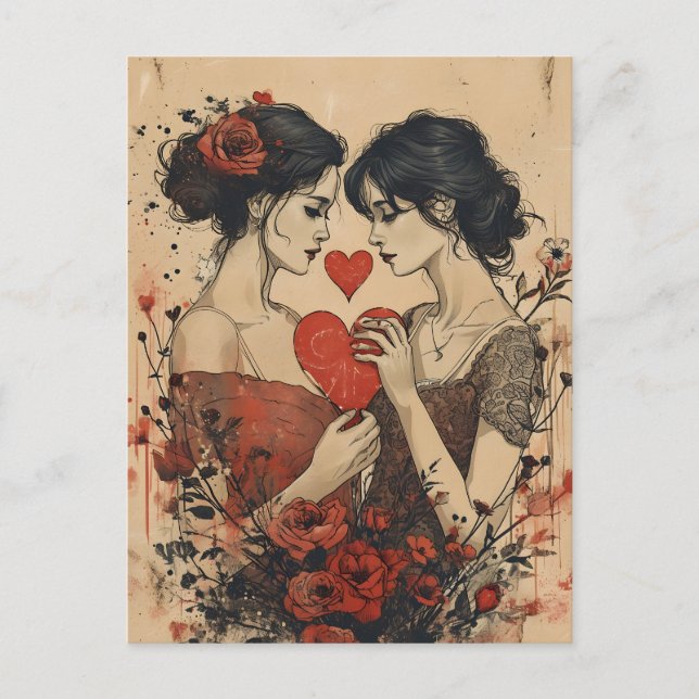 Carte Postale La Saint Valentin des Femmes Couple (Devant)