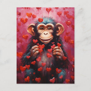 Carte Postale La Saint-Valentin du chimpanzé