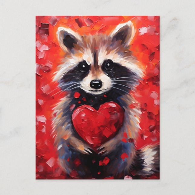 Carte Postale La Saint-Valentin du raton laveur (Devant)
