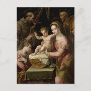 Carte Postale La Sainte Famille avec des saints par Lavinia Font