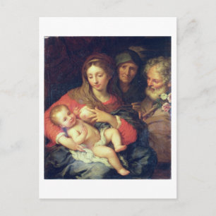 Carte Postale La Sainte Famille avec Elizabeth (huile sur pannea