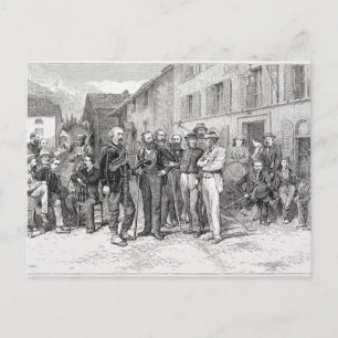 Carte Postale La salle de club de Zermatt en 1864, "de la montée