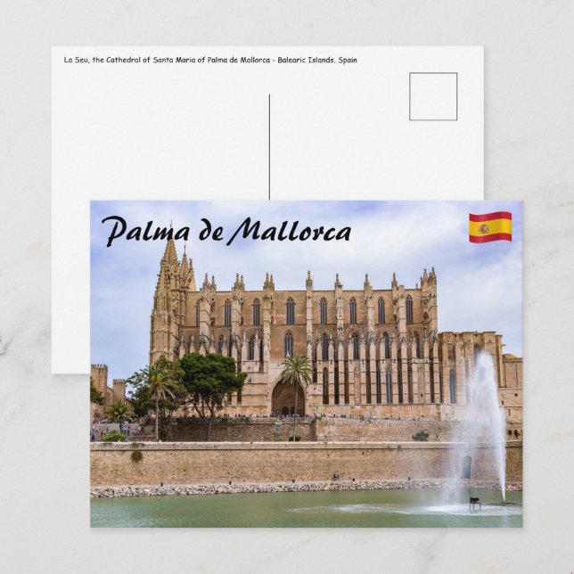 Carte Postale La Seu, la cathédrale de Palma de Majorque - Espag (Devant / Derrière)