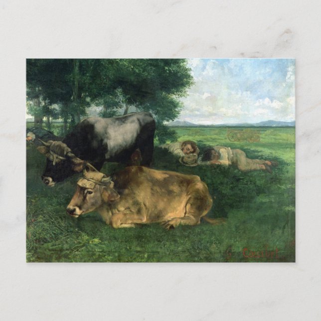 Carte Postale La Siesta Pendentif la saison des foins, 1867, (Devant)