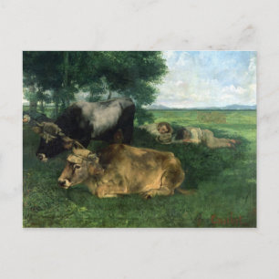 Carte Postale La Siesta Pendentif la saison des foins, 1867,