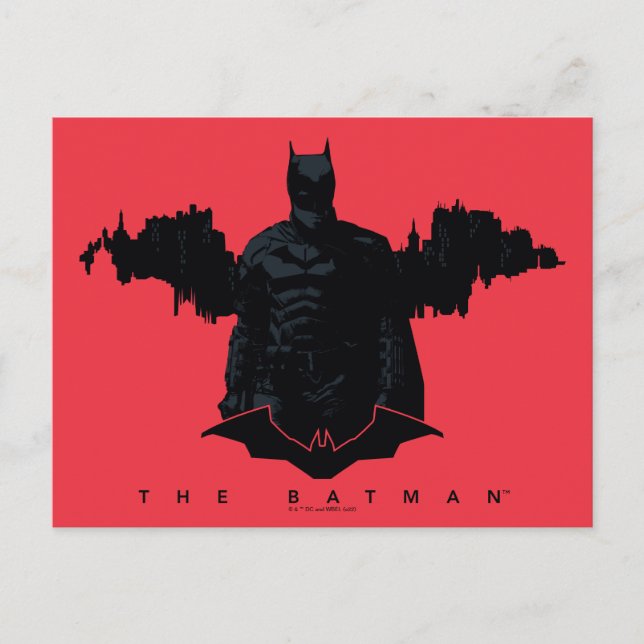 Carte Postale La silhouette de Batman Gotham (Devant)