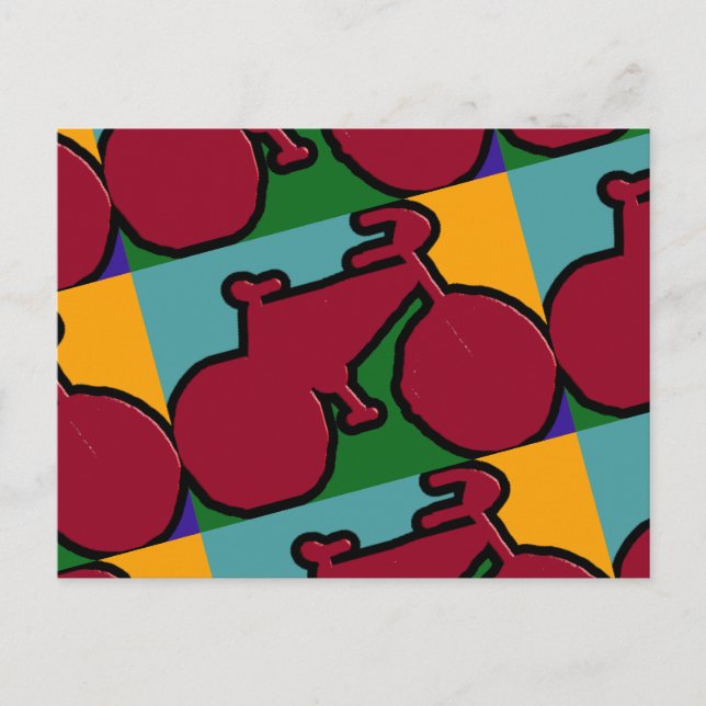 Carte Postale la silhouette du vélo pop rouge (Devant)