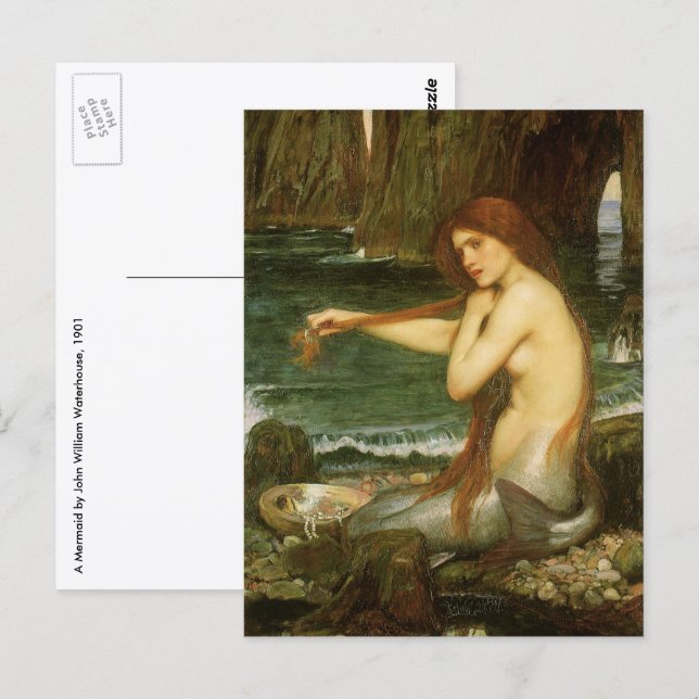 Carte Postale La Sirène de John William Waterhouse (Devant / Derrière)