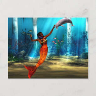 Carte Postale La sirène et le dauphin