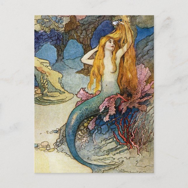 Carte Postale « La Sirène » par Warwick Goble (Devant)