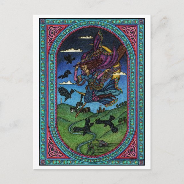 Carte Postale la sorcière et les corbeaux (Devant)