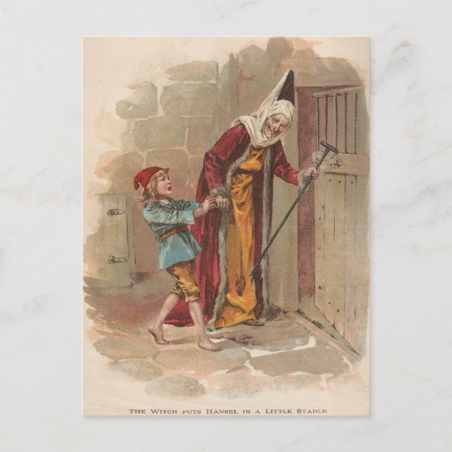 Carte Postale La Sorcière met Hansel dans la stabilité (Devant)