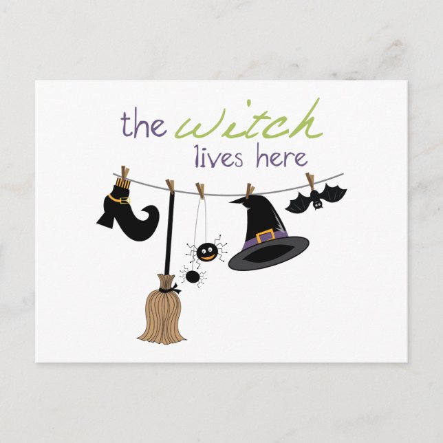 Carte Postale La sorcière vit ici (Devant)