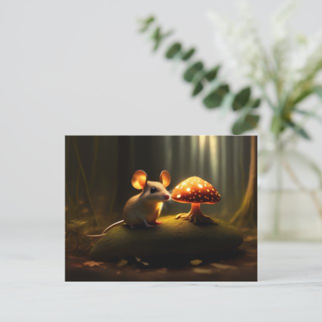 Carte Postale La souris et le champignon (Debout devant)