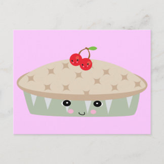 Carte Postale la tarte à la cerise kawaii