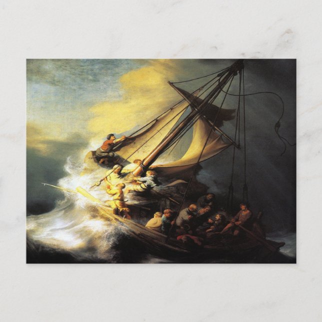 Carte Postale La tempête sur la mer de Galilée par Rembrandt Pos (Devant)