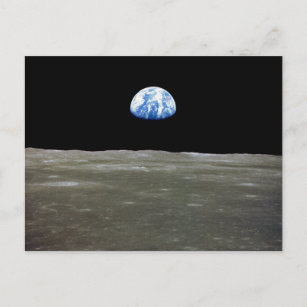 Carte Postale La Terre de Lune dans l'espace noir