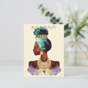 CARTE POSTALE LA TÊTE DE LA REINE AFRICAINE WRAP CHEVEUX NATUREL