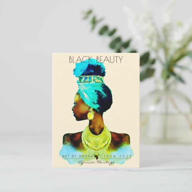 CARTE POSTALE LA TÊTE DE LA REINE AFRICAINE WRAP CHEVEUX NATUREL (Debout devant)