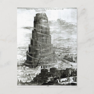Carte Postale La Tour de Babel, 1679