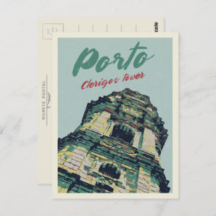 Carte Postale La tour de Porto Clerigos illustration Portugal