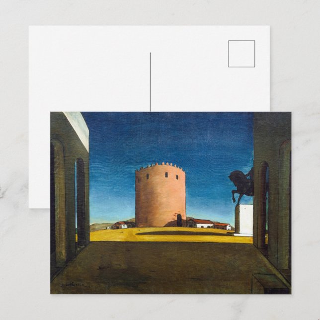 Carte Postale La Tour Rouge | Giorgio de Chirico |  (Devant / Derrière)